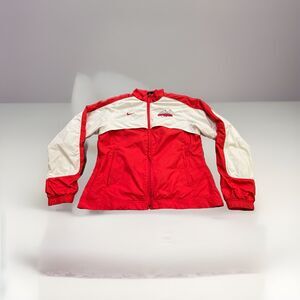 Vintage Nike Red White Womens Oregon Windbreaker Full Zip Jacket Size S 4-6